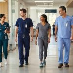 Healthcare professionals wearing different lengths of medical scrub pants